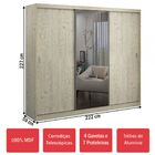 Guarda-roupa Casal 3 Portas Com 1 Espelho 100% Mdf 1902e1 Mar