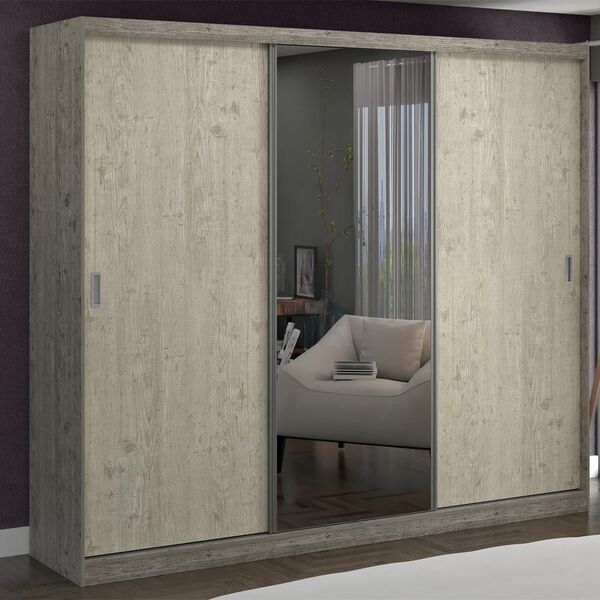 Guarda-roupa Casal 3 Portas Com 1 Espelho 100% Mdf 1904e1 Dem