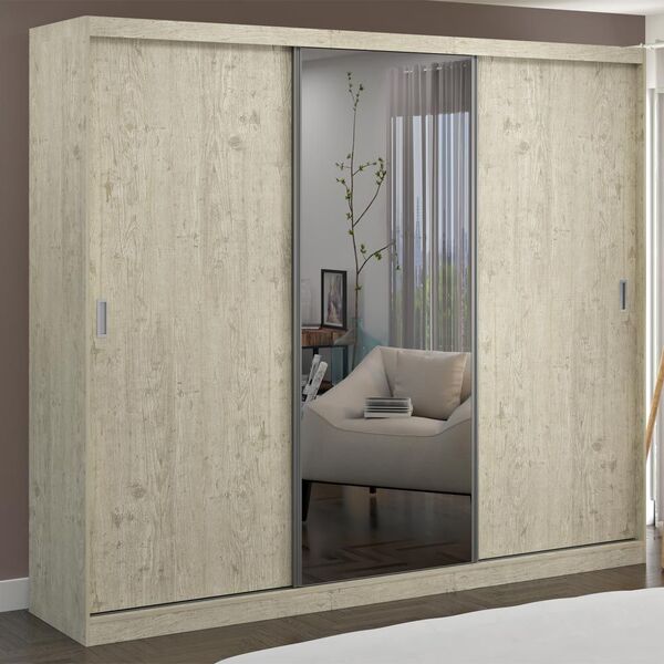 Guarda-roupa Casal 3 Portas Com 1 Espelho 100% Mdf 1904e1 Mar
