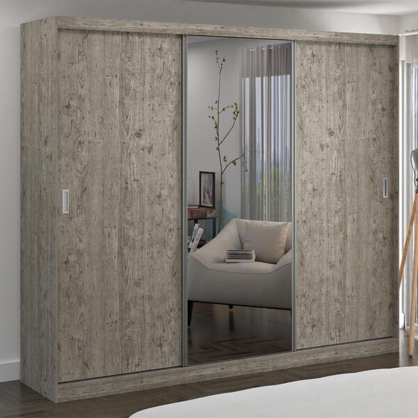 Guarda-roupa Casal 3 Portas Com 1 Espelho 100% Mdf 7318e1 Dem