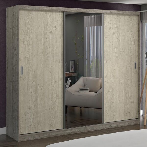 Guarda-roupa Casal 3 Portas Com 1 Espelho 100% Mdf 774e1 Demo