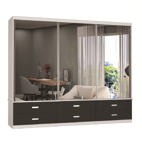 Guarda-roupa Casal 3 Portas Com 3 Espelhos 100% Mdf 1341e3 Br