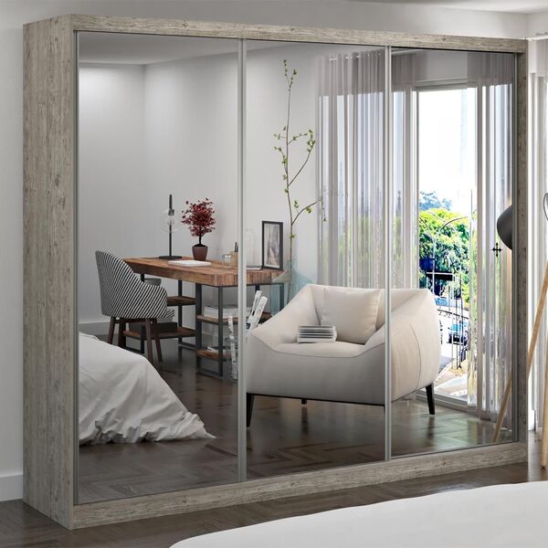 Guarda-roupa Casal 3 Portas Com 3 Espelhos 100% Mdf 7320g4e3