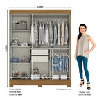 Guarda Roupa Casal 3 Portas Com Espelho 2 Gavetas Max Casa 812