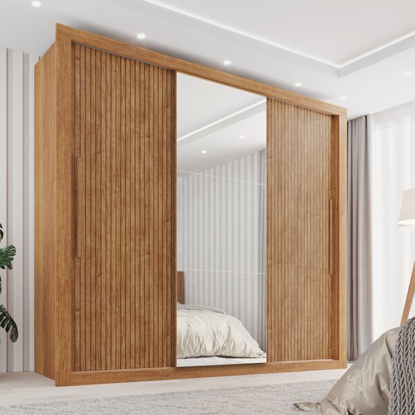 Guarda Roupa Casal 3 Portas Com Espelho 4 Gavetas Costa Rica