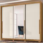 Guarda Roupa Casal 3 Portas Com Espelho 8660 Freijo Cinza Mov