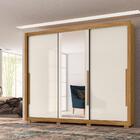 Guarda Roupa Casal 3 Portas Com Espelho 8660 Freijo Cinza Mov