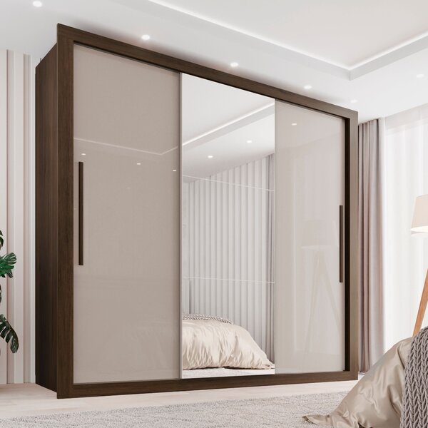 Guarda-roupa Casal 3 Portas Com Espelho Central E 4 Gavetas C