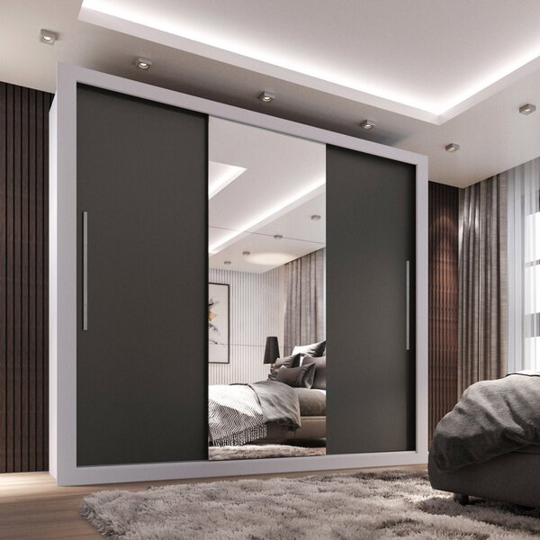 Guarda-roupa Casal 3 Portas Com Espelho Central E 4 Gavetas C