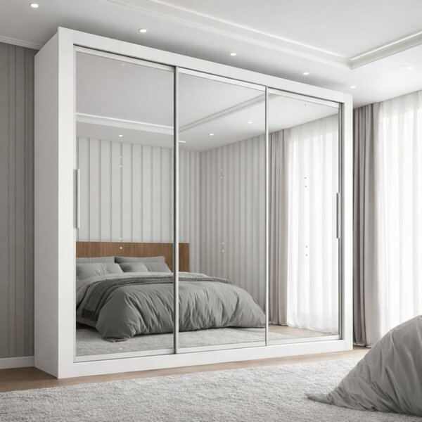 Guarda-roupa Casal 3 Portas Com Espelho E 4 Gavetas 185,5cm V