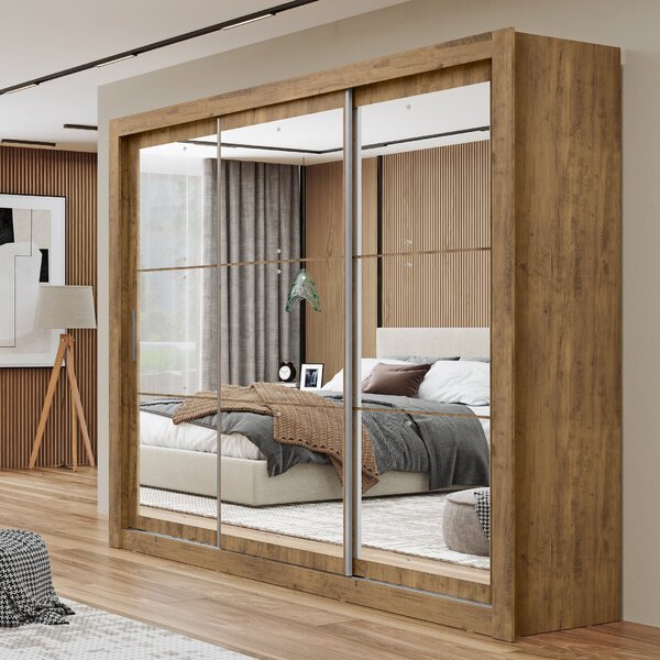 Guarda-roupa Casal 3 Portas Com Espelho E 4 Gavetas 188,5cm V