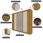 Guarda-roupa Casal 3 Portas Com Espelho Santorini Ripado 100%