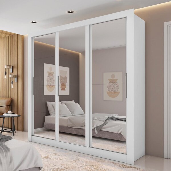 Guarda Roupa Casal 3 Portas Com Espelhos E 4 Gavetas Quito Es