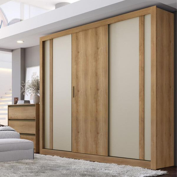 Guarda Roupa Casal 3 Portas Correr 4 Gavetas Flex Ibiza Thb