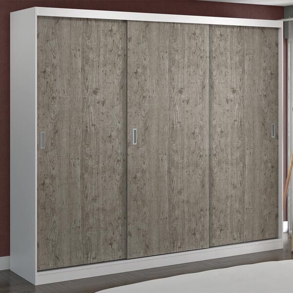 Guarda-roupa Casal 3 Portas De Correr 100% Mdf 7320 Branco/de