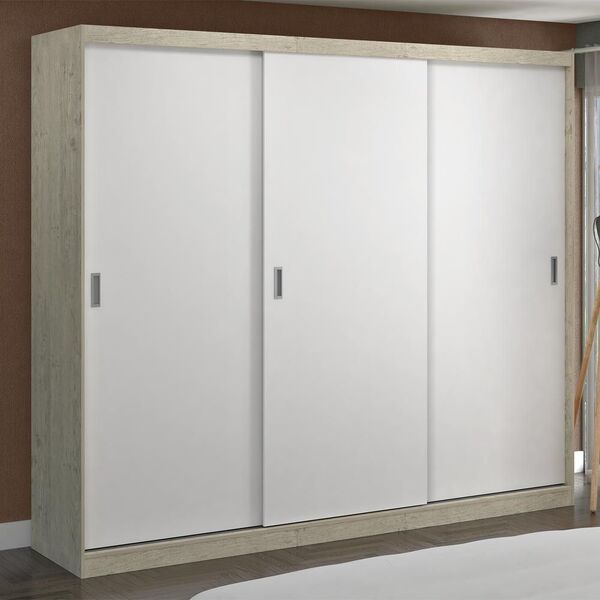 Guarda-roupa Casal 3 Portas De Correr 100% Mdf 7320 Marfim Ar