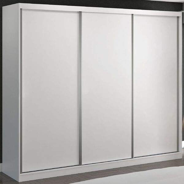 Guarda-roupa Casal 3 Portas De Correr 100% Mdf 8806 Branco -