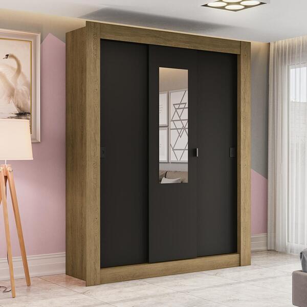 Guarda-roupa Casal 3 Portas De Correr 2 Gav Freijó/pt Fosco