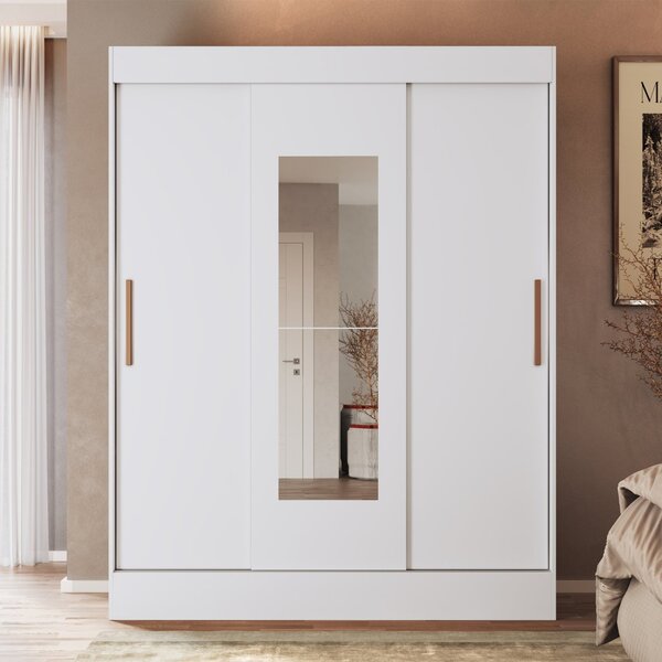 Guarda Roupa Casal 3 Portas De Correr 2 Gavetas 2 Espelhos Ma