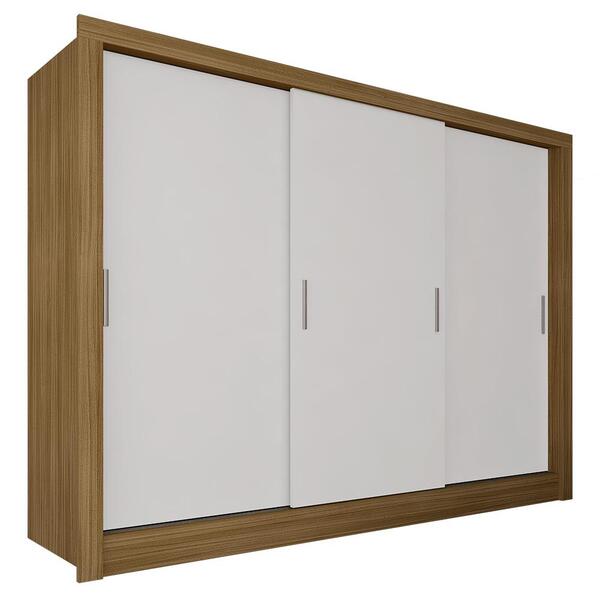 Guarda Roupa Casal 3 Portas De Correr 4 Gavetas Aghata Bor/br