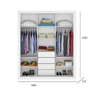 Guarda-roupa Casal 3 Portas De Correr 4 Gavetas News  Branco/