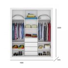 Guarda-roupa Casal 3 Portas De Correr 4 Gavetas News  Branco/
