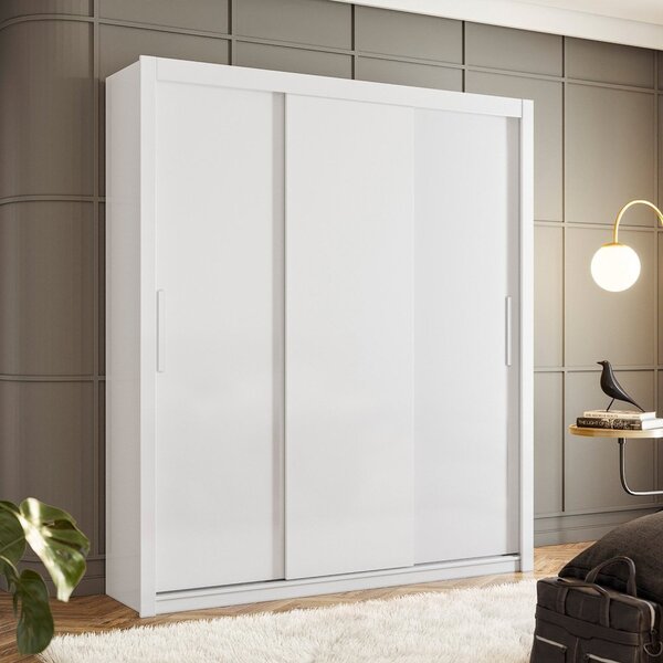 Guarda Roupa Casal 3 Portas De Correr 4 Gavetas Urucum  Branco