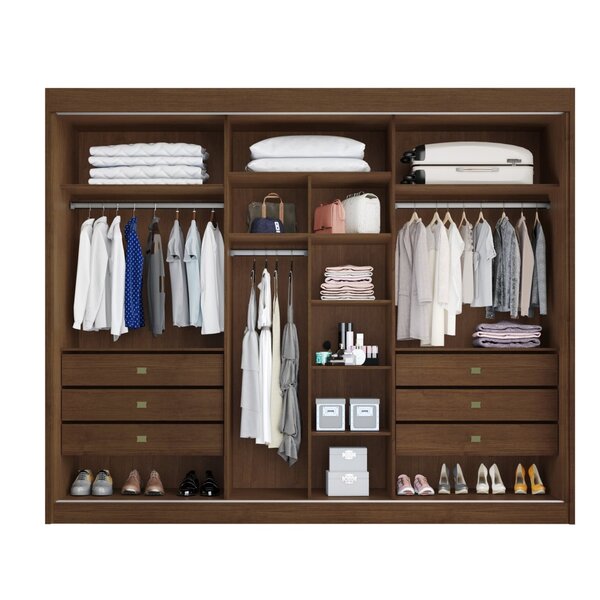 Guarda Roupa Casal 3 Portas De Correr 6 Gavetas Veneza Cacau