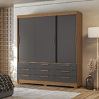 Guarda-Roupa Casal 3 Portas de Correr 9 Gavetas 194,40cm Morr
