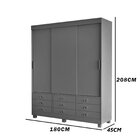 Guarda Roupa Casal 3 Portas De Correr 9 Gavetas  Marrom