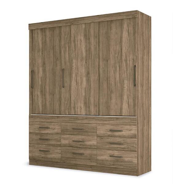 Guarda Roupa Casal 3 Portas De Correr 9 Gavetas Click 3.9 - P