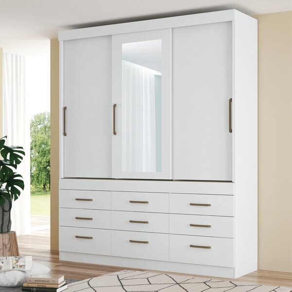 Guarda Roupa Casal 3 Portas De Correr 9 Gavetas Click Com Esp