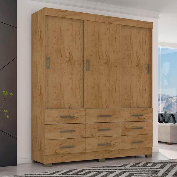 Guarda Roupa Casal 3 Portas De Correr 9 Gavetas Freijó 2239-9