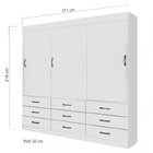 Guarda-roupa Casal 3 Portas De Correr 9 Gavetas Turim  Branco