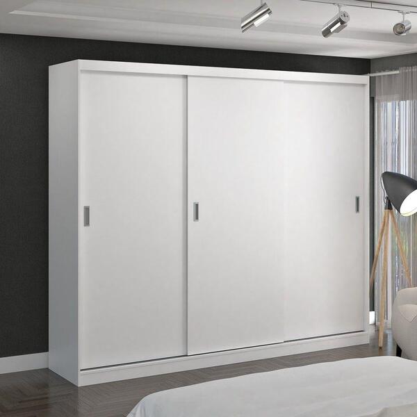 Guarda Roupa Casal 3 Portas De Correr Branco Mpozenato