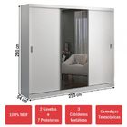 Guarda-roupa Casal 3 Portas De Correr Com 1 Espelho 100% Mdf