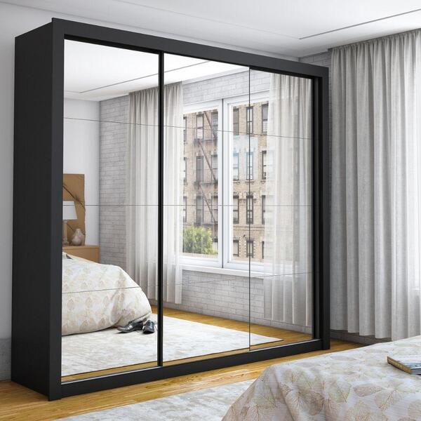 Guarda-roupa Casal 3 Portas De Correr Com Espelho 4 Gavetas I