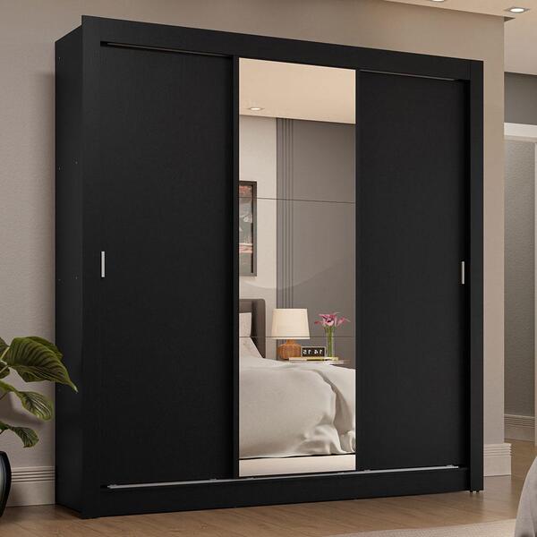 Guarda-roupa Casal 3 Portas De Correr Com Espelho 4 Gavetas P