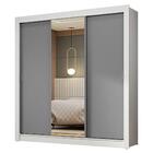 Guarda-roupa Casal 3 Portas De Correr Com Espelho Branco/cinz