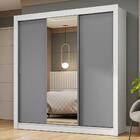 Guarda-roupa Casal 3 Portas De Correr Com Espelho Branco/cinz