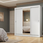 Guarda-roupa Casal 3 Portas De Correr Com Espelho Branco Flór