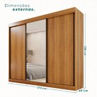 Guarda Roupa Casal 3 Portas De Correr Com Espelho Central 6 G
