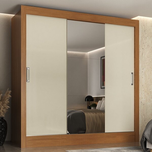 Guarda-roupa Casal 3 Portas De Correr Com Espelho Jequitibá Y