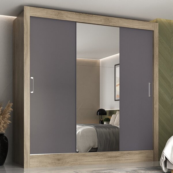 Guarda-roupa Casal 3 Portas De Correr Com Espelho Jequitibá Y