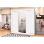 Guarda Roupa Casal 3 Portas De Correr Com Espelho Omega Branco