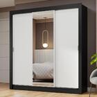 Guarda-roupa Casal 3 Portas De Correr Com Espelho Preto/branc