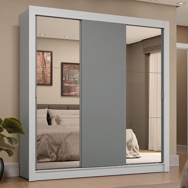 Guarda-roupa Casal 3 Portas De Correr Com Espelhos 4 Gavetas