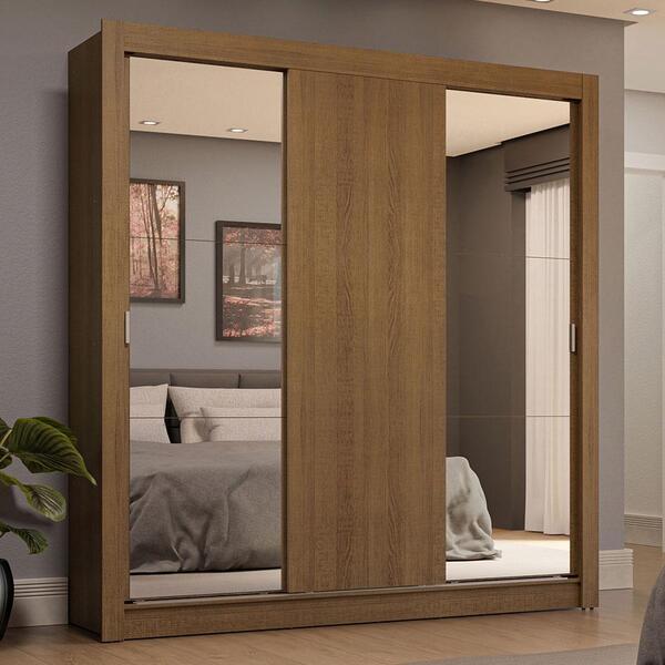 Guarda-roupa Casal 3 Portas De Correr Com Espelhos 4 Gavetas