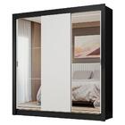 Guarda-roupa Casal 3 Portas De Correr Com Espelhos Preto/bran