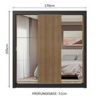 Guarda-roupa Casal 3 Portas De Correr Com Espelhos Preto/rust